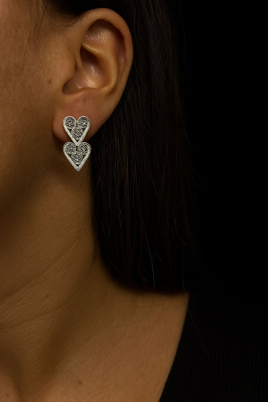 Double heart earring