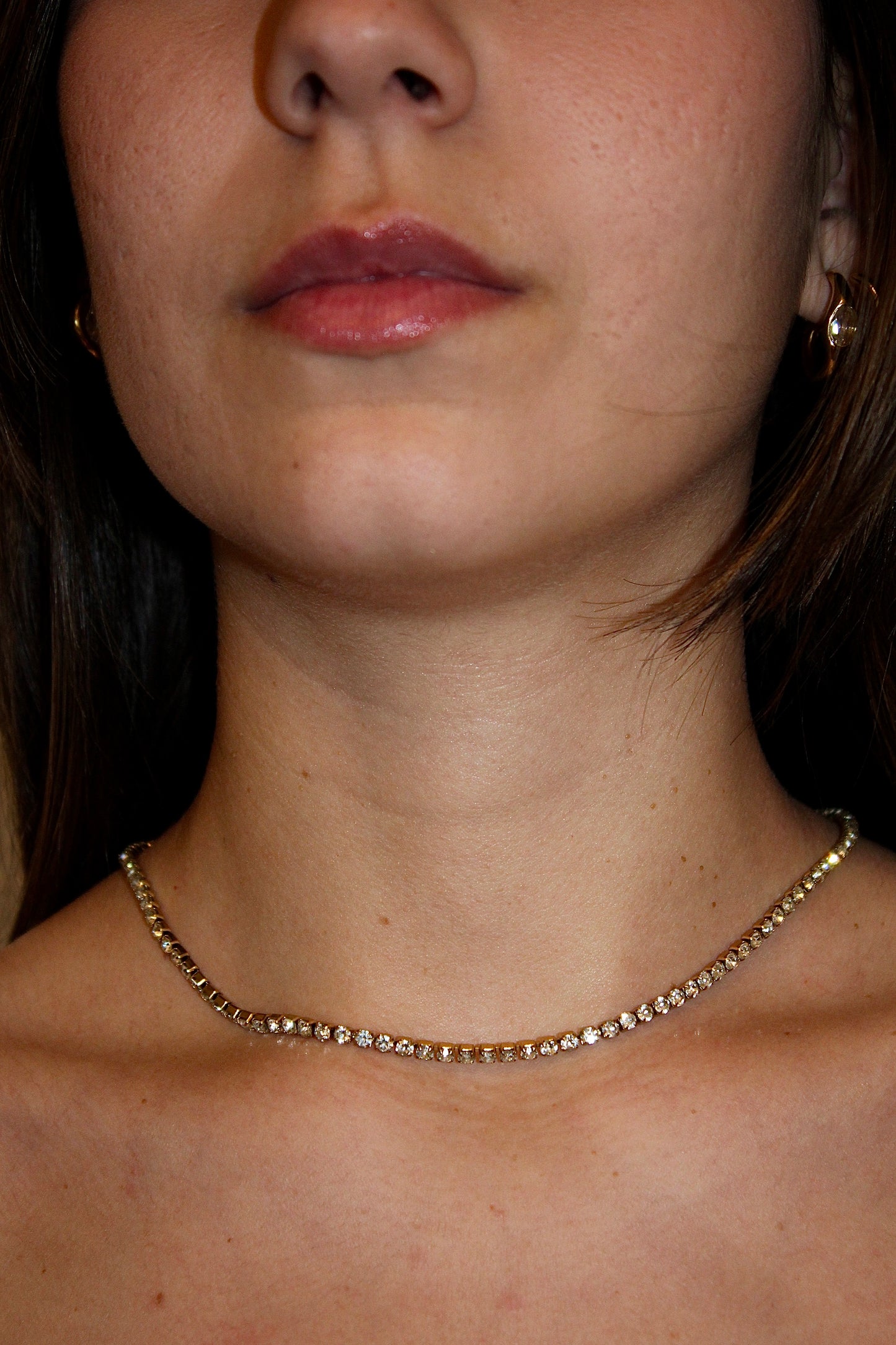Crystal Line Necklace Dourado